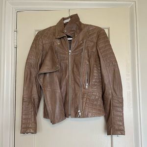Taupe/neutral faux leather jacket